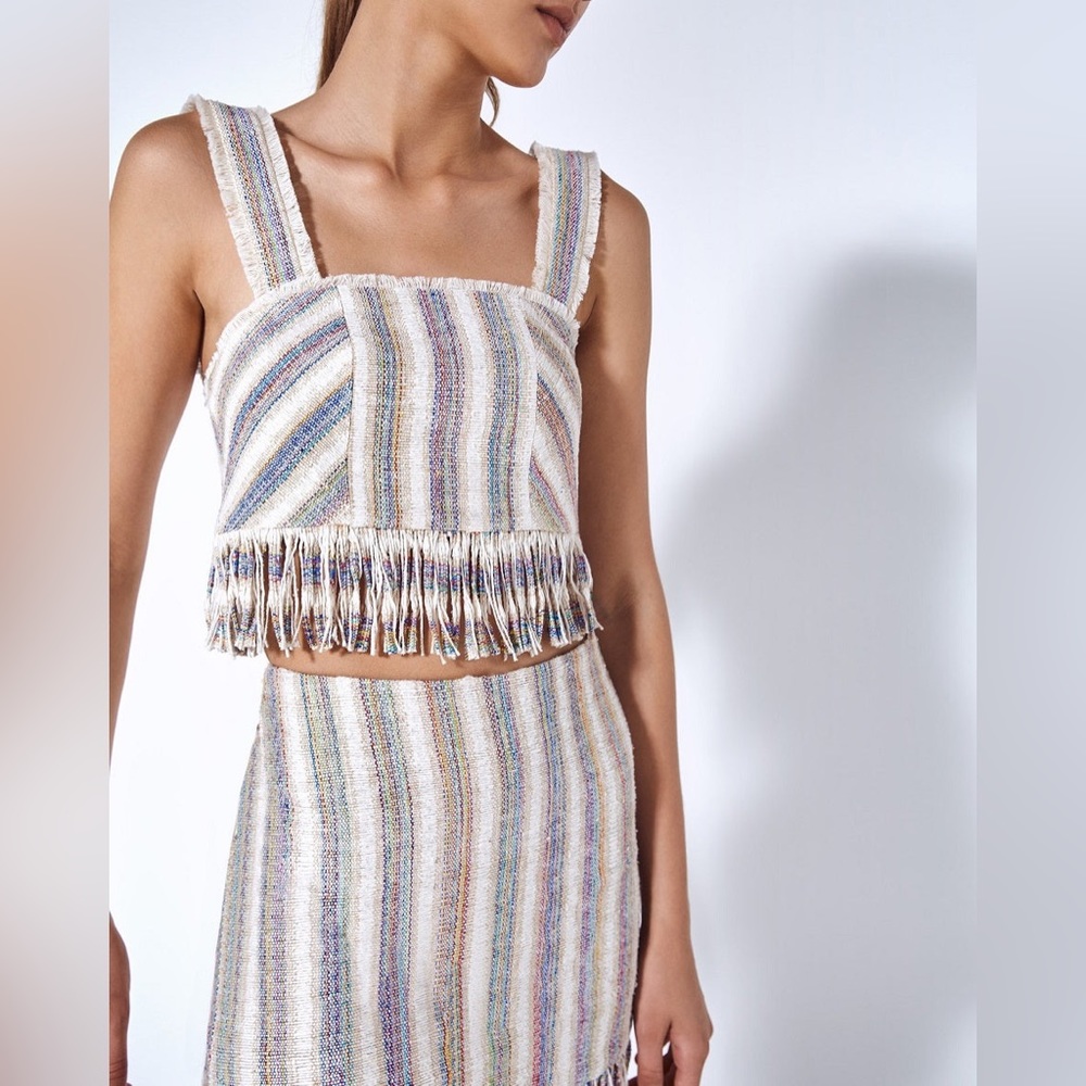 Alexis FRINGED VICHY SKIRT SET top is a small skirt is a medium🩵 - Picture 5 of 9